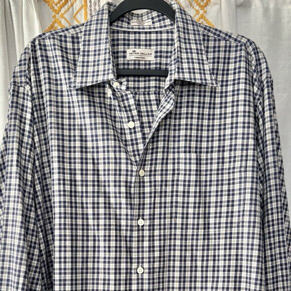 Peter Millar Crown Fleece Button Down Shirt (Sz XL) Cotton Cashmere Blend Plaid - Picture 2 of 7